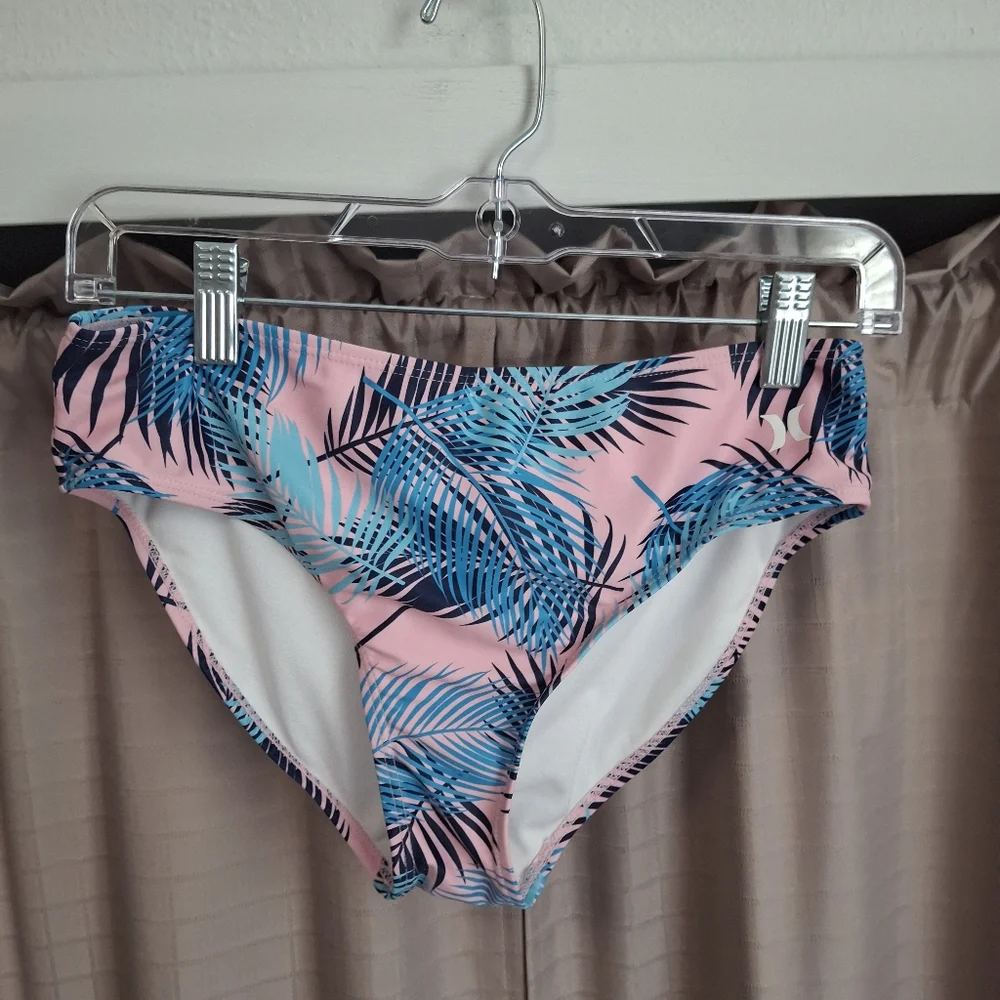 Youth Hurley 2 Piece Swimsuit Pink Blue Palm Print Size XL